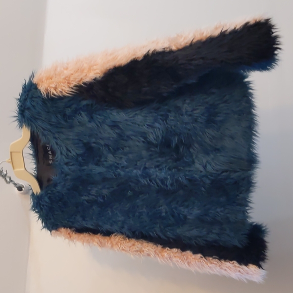 Shaci Faux Fur Blue/Pink/Black Jacket Sz 2X